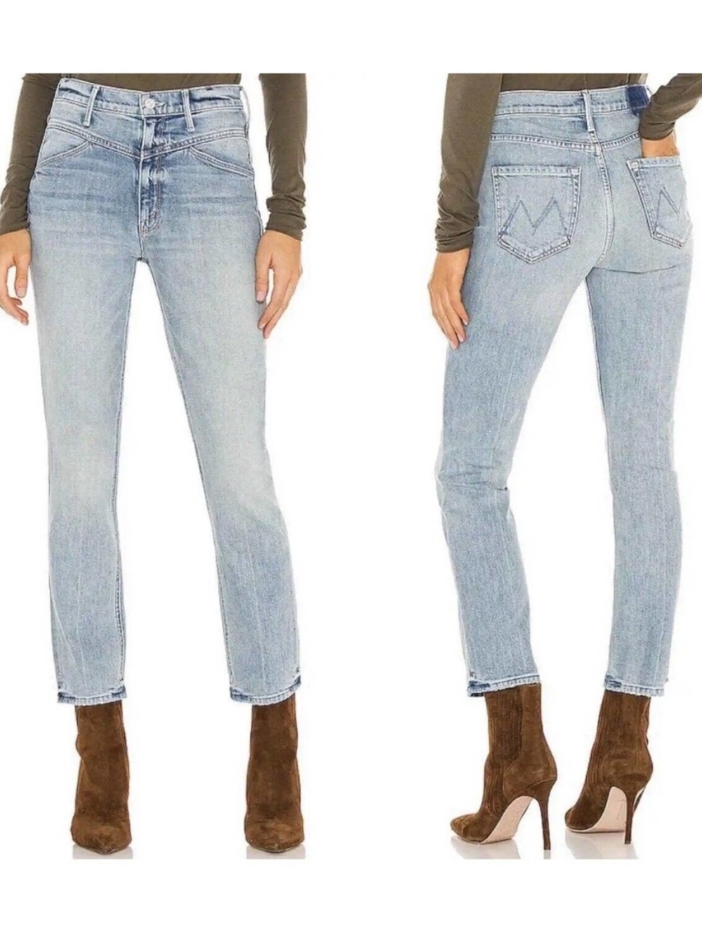 MOTHER Superior The Dazzler Yoke Front Ankle Jeans in Wild Calling Size 27